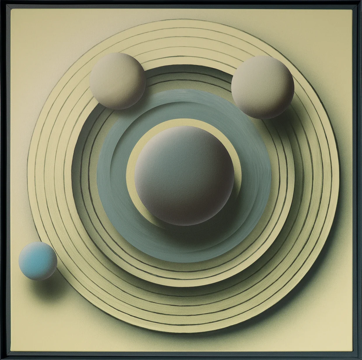 Pi Square Human Relationships painting exploring proximity, distance, and tension between forms