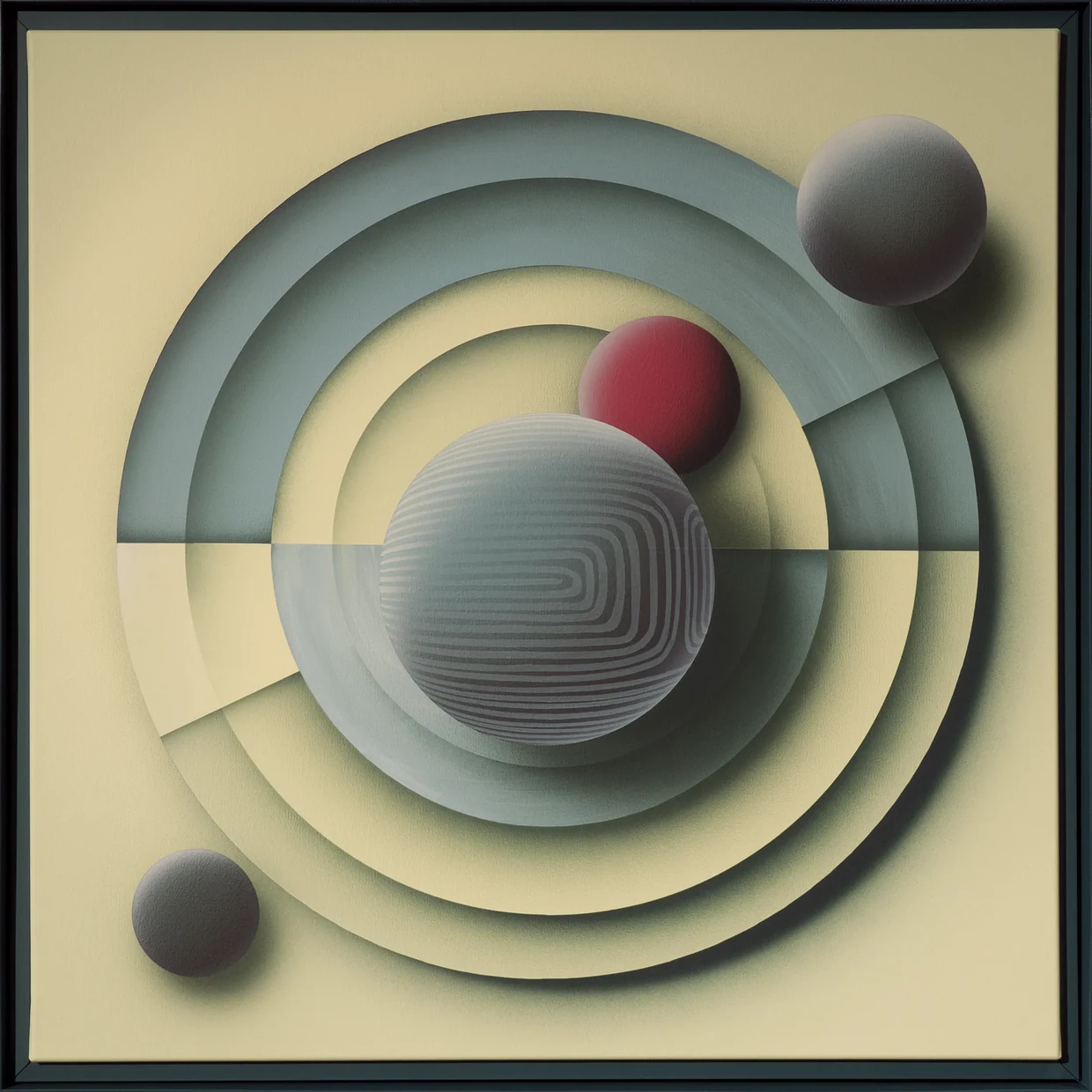 Pi Square Human Relationships painting with structural dialogue between autonomous visual forms